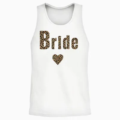 Women's Evjf Bride Style Leopard Team Bride Witness Wedding Unisex Tank Top - White