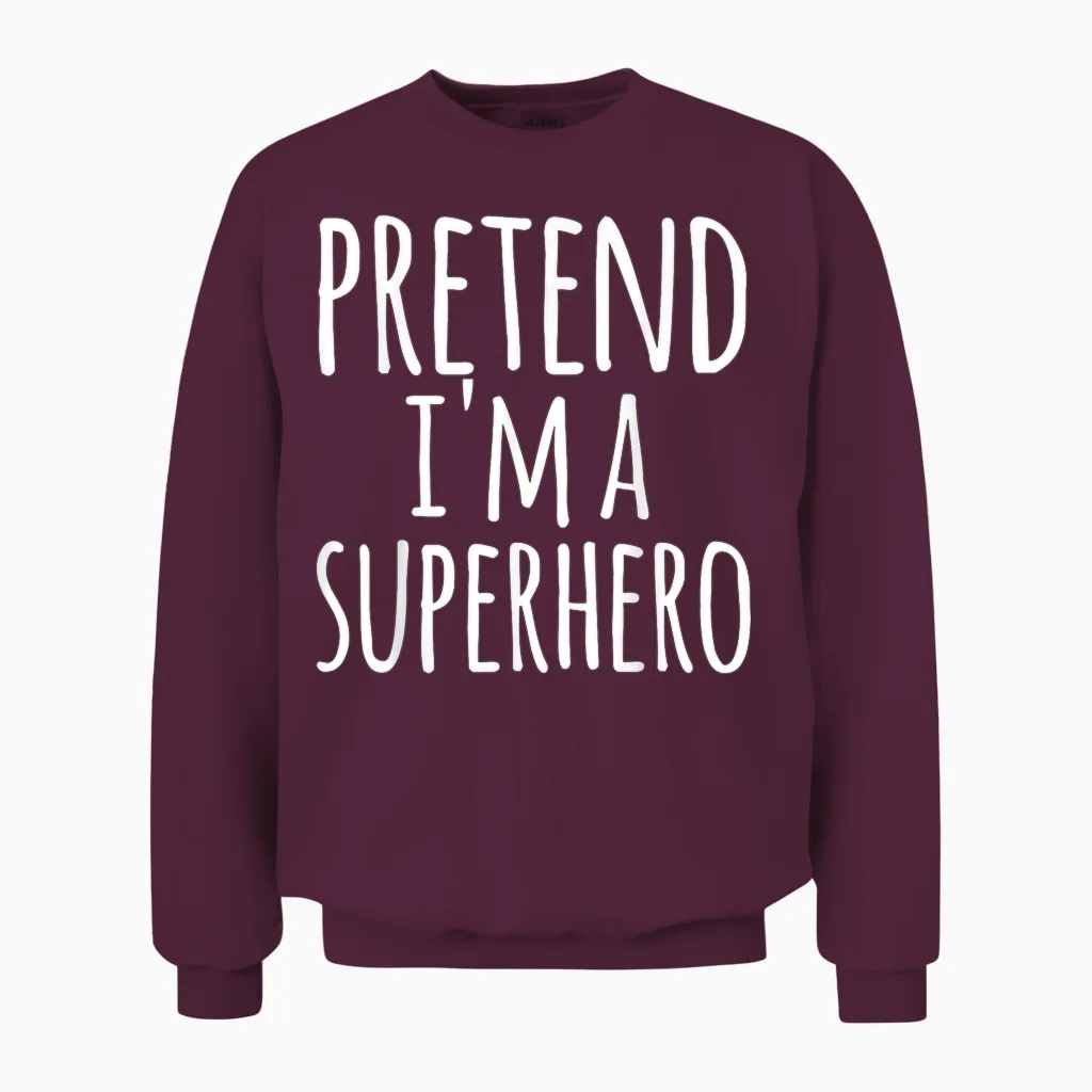 Funny Easy Lazy Halloween Pretend I'm a Superhero Costume Unisex Sweatshirt in Maroon