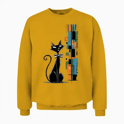 Retro Chic Cat Unisex Sweatshirt - Gold
