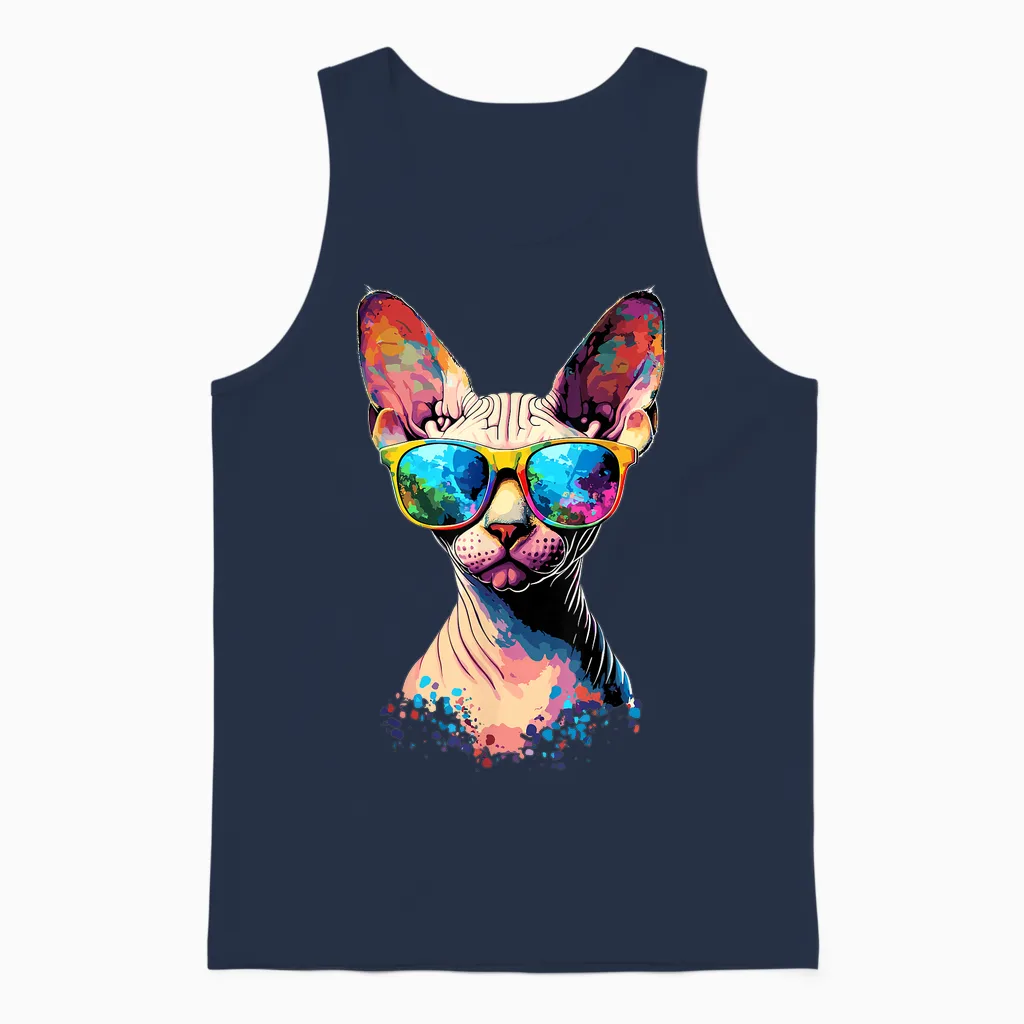 Sphynx Cat Sphynx Cat Canadian Cat Sweet Cats Sphynx T-Shirt, Black, S Unisex Tank Top in Navy