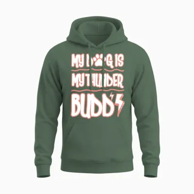 Dog Thunder Dog Dad Dog Park Thunder Buddy Cool Unisex Hoodie - Military Green