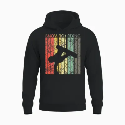 Snowboarding Retro Unisex Hoodie - Black