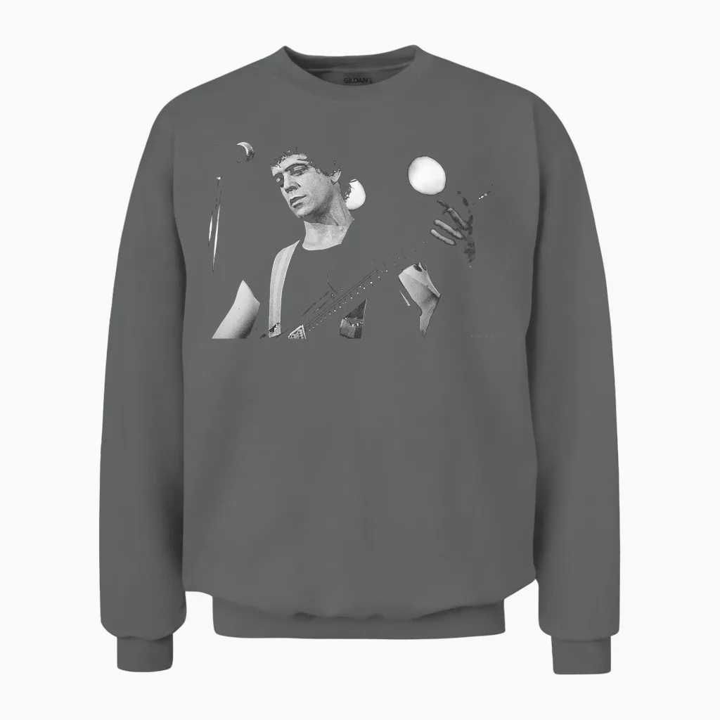 Lou Reed Perorming Live Boston 1980 by Michael Grecco Unisex Sweatshirt in Graphite Heather