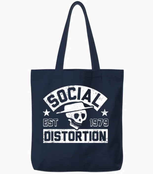 Offizielle Social Distortion T-Shirt, Unisex Erwachsene, Punk-Rock-Fans, Klassisch, Kurzarm, T-Shirt, Schwarz, S Tote Bags in Navy