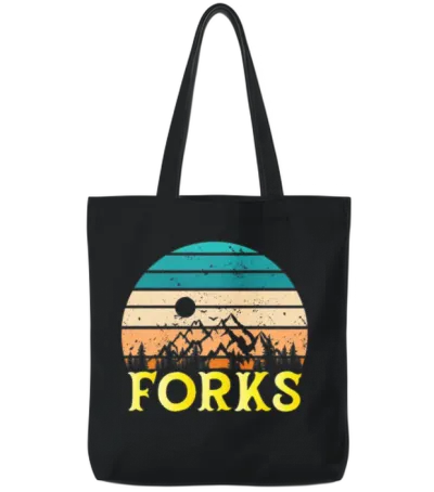 Forks Souvenir Mountains Forks Hike Hiking Trip Tote Bags - Black