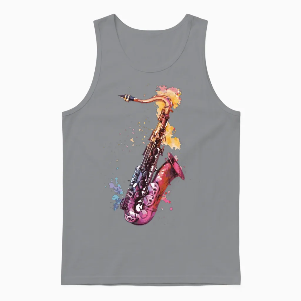Saxophone Unisex Tank Top in Sport Grey