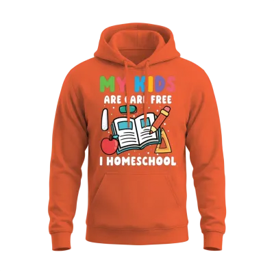 My Kids Are Care Free I Homeschool Unisex Hoodie - Orange