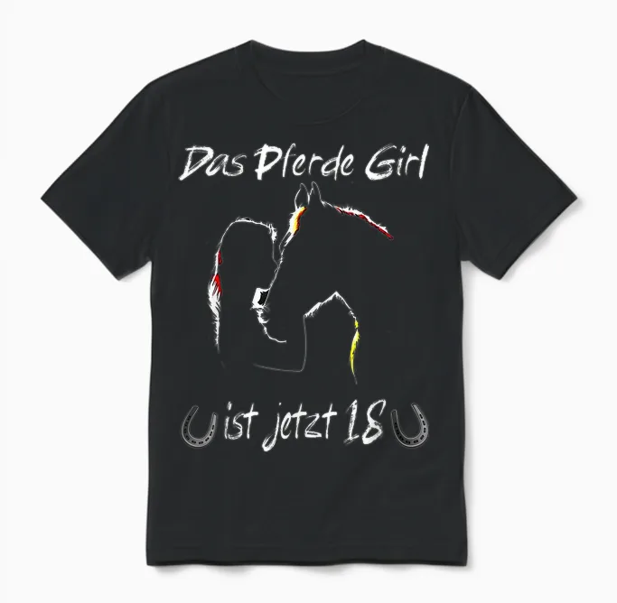 18 Geburtstag Pferde Mädchen Unisex T-Shirt in Black