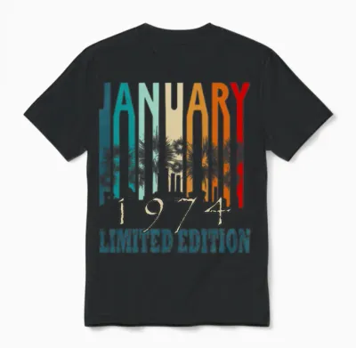 Born 1974 Januar Y Vintage Gift Unisex T-Shirt - Black