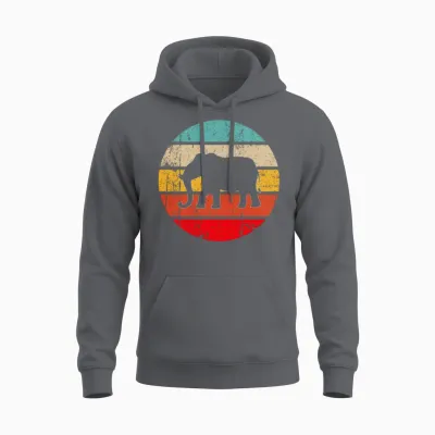 Elephant Retro Unisex Hoodie - Charcoal