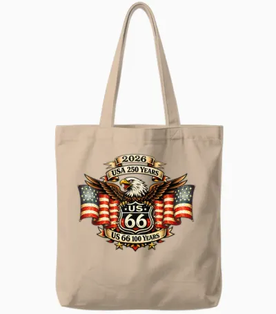 Usa 250 Us Highway 66 Mother Road Anniversary Adler Tattoo Tote Bags - Natural