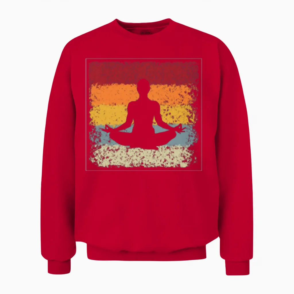 Meditation Retro Unisex Sweatshirt in Red