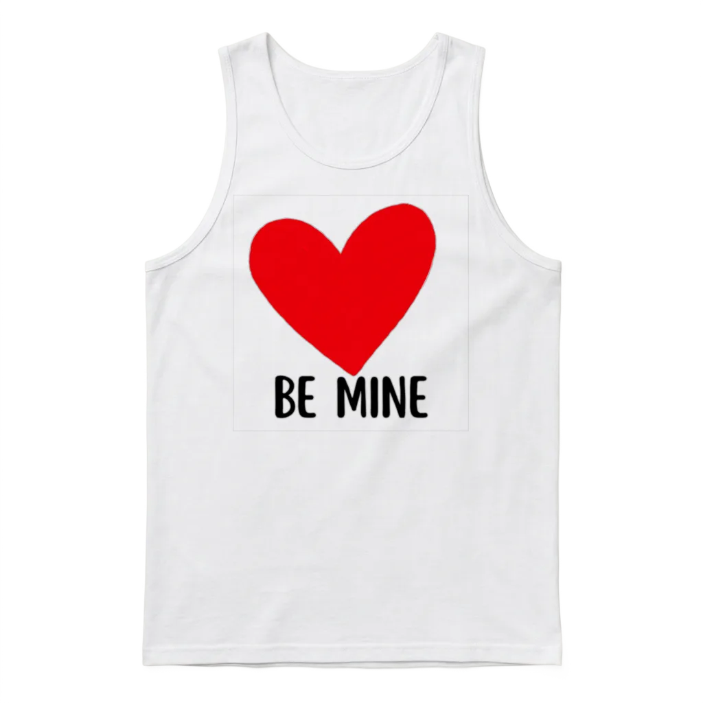 Be Mine Heart Graphic Unisex Tank Top - White
