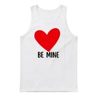 Be Mine Heart Graphic Unisex Tank Top - White – 1