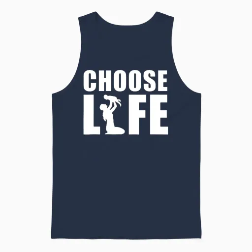 Choose Life Unisex Tank Top in Navy
