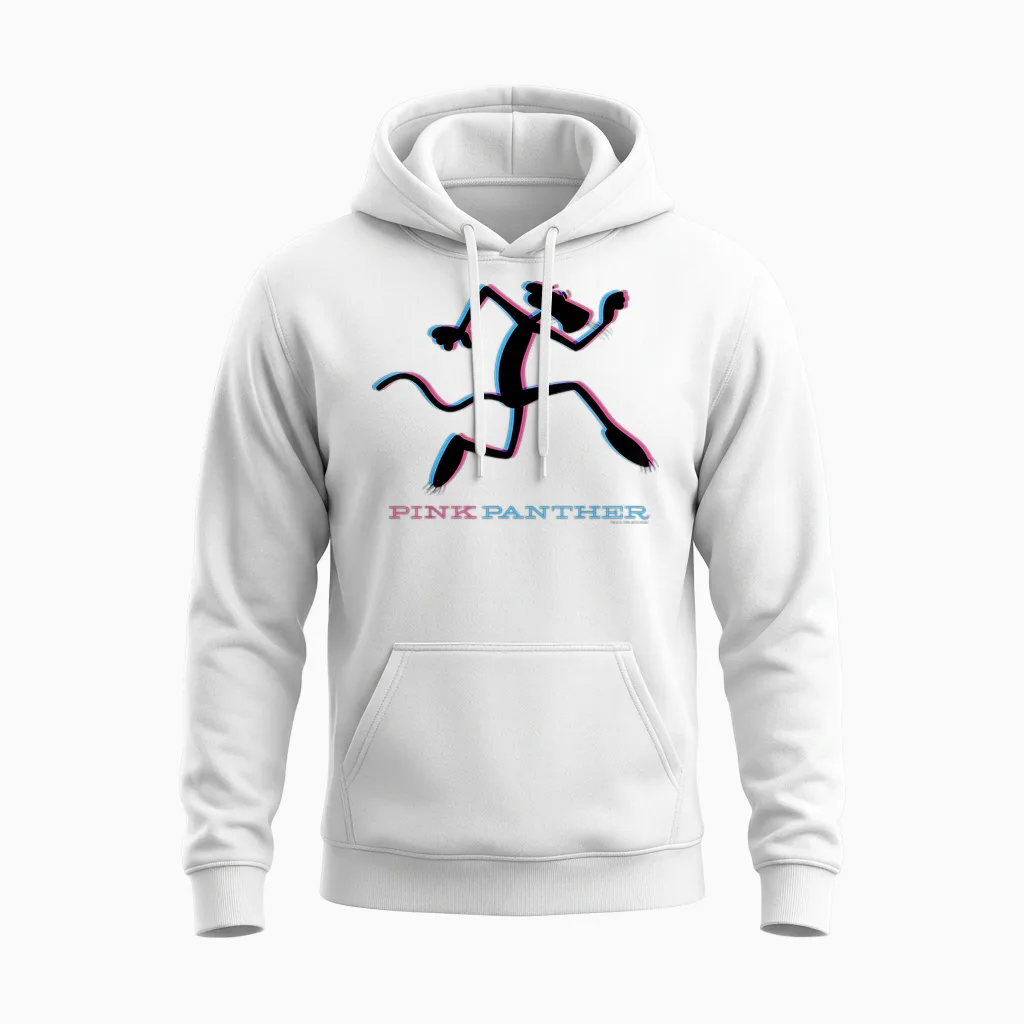 Blue and Pink Silhouette of Pink Panther T-Shirt, Black, S Unisex Hoodie in White