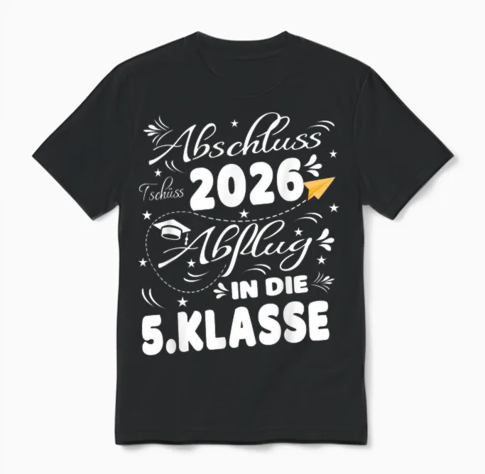 Abschluss Grundschule 2026 Einschulung 5.klasse Mädchen Unisex T-Shirt in Black