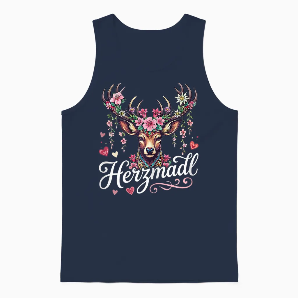 Passend Für Oktoberfest T-Shirt Damen Trachtenshirt Herzmadl Unisex Tank Top in Navy