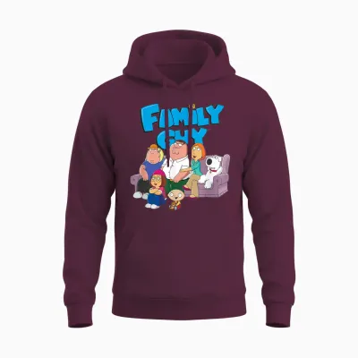 Family Guy Griffin Family with Logo Cartoon Unisex Hoodie - Maroon