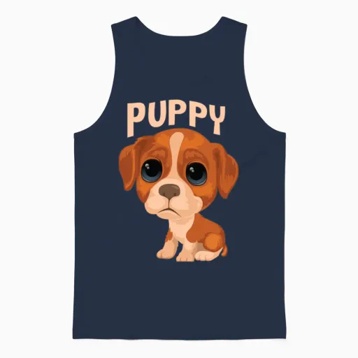 Puppy Funny Dog Unisex Tank Top - Navy