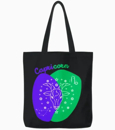 Cosmic Climb a Minimalist Capricorn Design Tote Bags - Black
