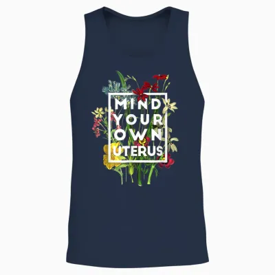 My Body Choice Mind Your Own Uterus Shirt Floral My Uterus Unisex Tank Top - Navy