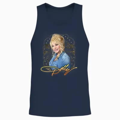 Dolly Parton Denim Smile Unisex Tank Top - Navy