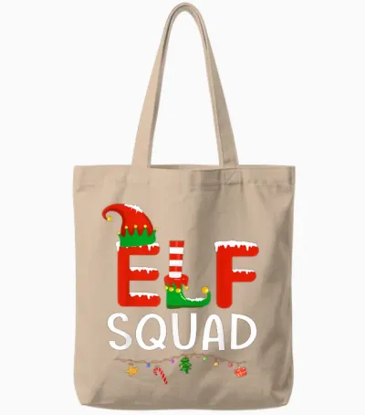 Elf Family Christmas Matching Pajamas Men Women Elf Squad Tote Bags - Natural