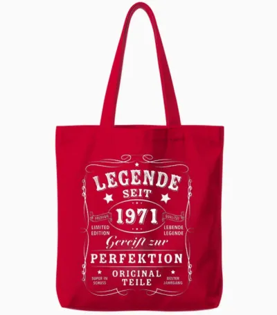 1971 Birthday Man 55th Decoration Funny 55s 55th Birthday Tote Bags - Red