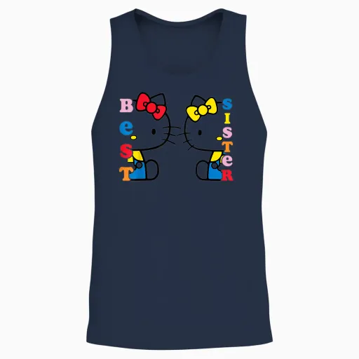 Hello Kitty and Mimmy Best Sister Unisex Tank Top - Navy