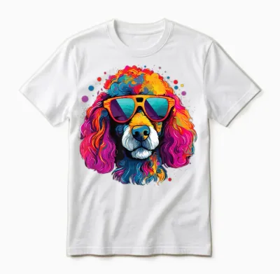 Wasserfarben Farbenfroher Pudel Hunde Unisex T-Shirt - White
