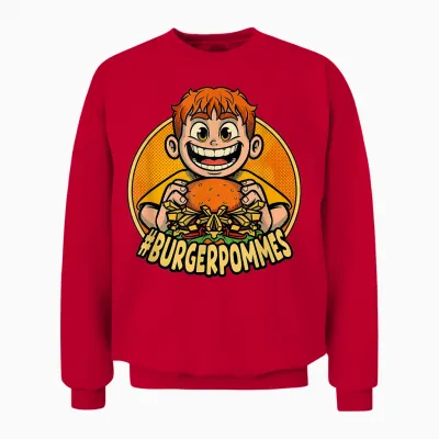 Burger.pommes Comic Stil Fast Food Snack Unisex Sweatshirt - Red