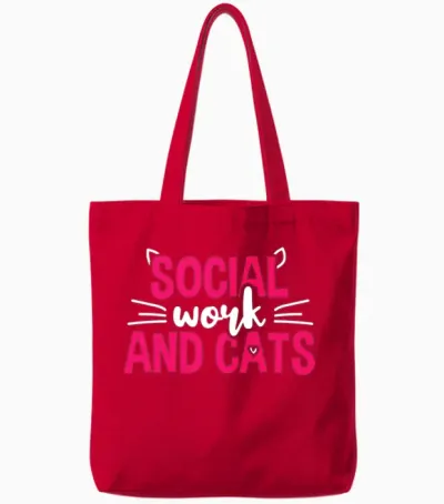 Social Work and Cats Social Worker Tote Bags - Red