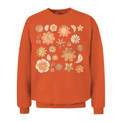 Retro Flowers Unisex Sweatshirt - Orange