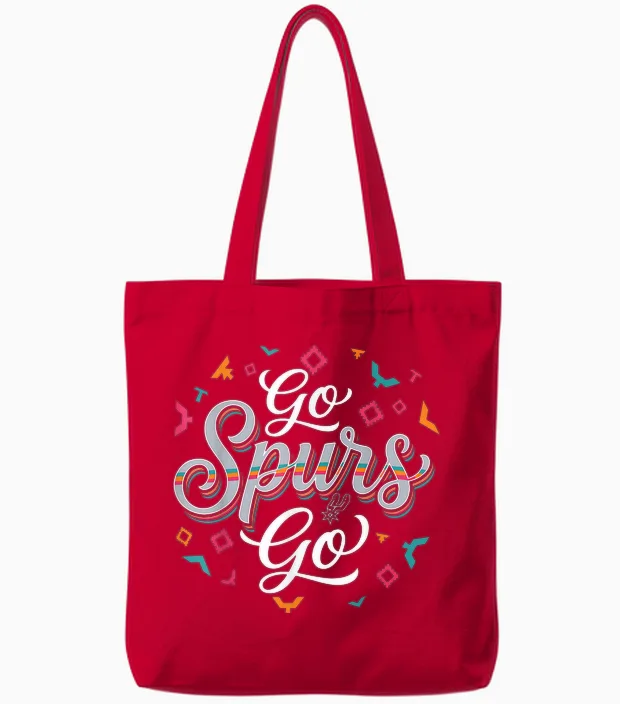 Go Spurs Go Basketball Season Game Day Basketball Fan Tote Bags in Red