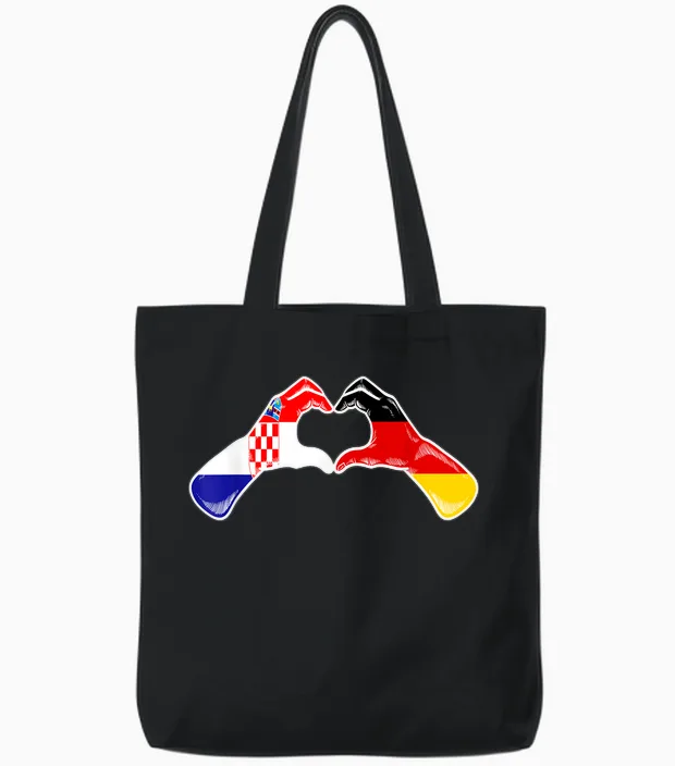 Kroatien Deutschland Flagge - Kroatisch Deutsches Herz Tote Bags in Black