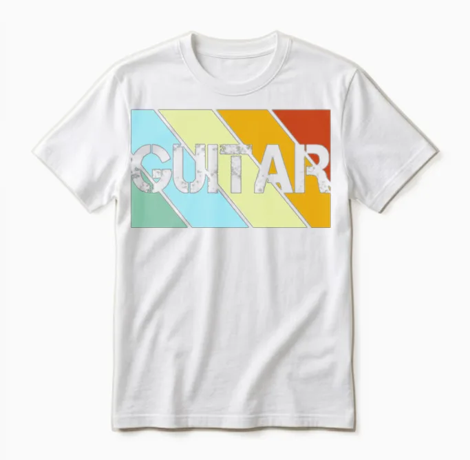 Guitar Retro Unisex T-Shirt in White