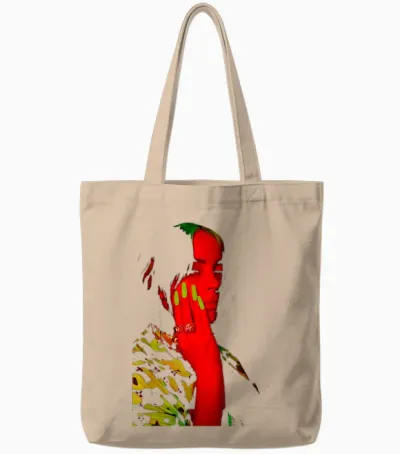 Official Billie Eilish Red Photo Neon Black Tote Bags - Natural