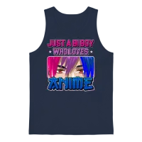 Funny Bisexual Just a Bi Boy Who Loves Anime Bisex Unisex Tank Top - Navy – 1