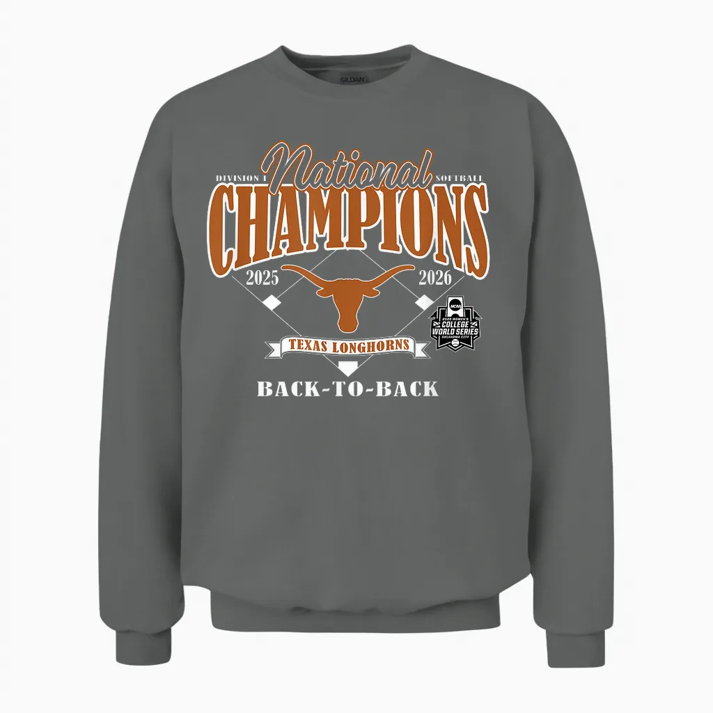Texas Longhorns National Champs 2026 Softball Wcws Repeat Tees T Shirts for Women Unisex Sweatshirt in Graphite Heather