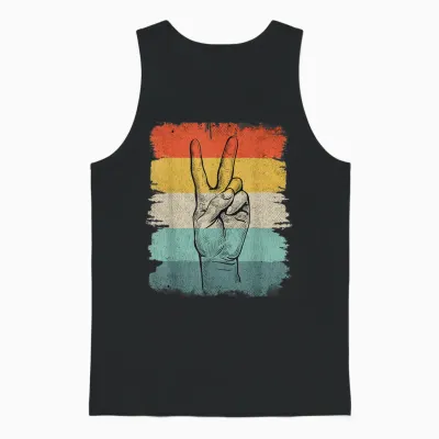 Frieden Handzeichen Peace Retro Unisex Tank Top - Black