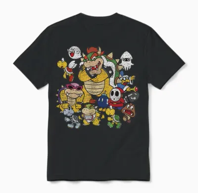Nintendo Super Mario Bowser Enemy Group Shot Unisex T-Shirt - Black