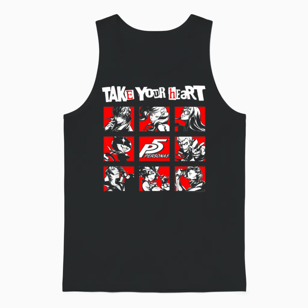 Persona 5 Take Your Heart Character Grid Rpg Video Game Unisex Tank Top in Black