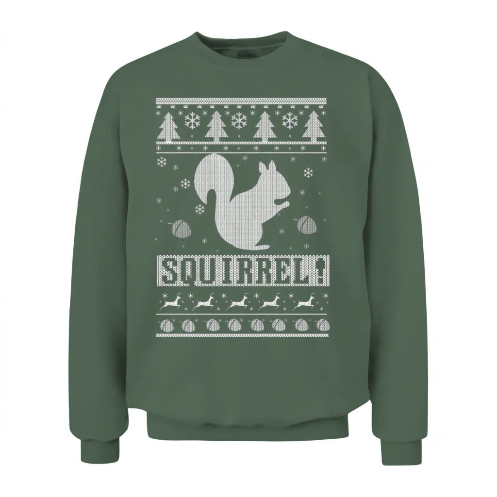 Squirrel Christmas Unisex Sweatshirt - Military Green