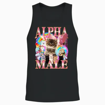Funny Alpha Cat Male Cute Cat Lover Unisex Tank Top - Black