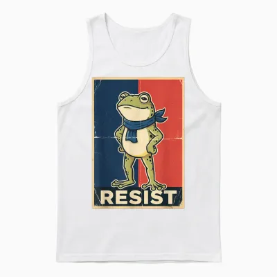 Portland Frog Protest for Men and Women Unisex Tank Top - White