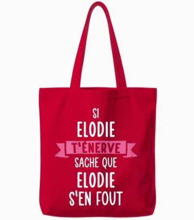 Gift Woman Humour Personalised Name Elodie T-Shirt, Black, Female X-Small Tote Bags - Red