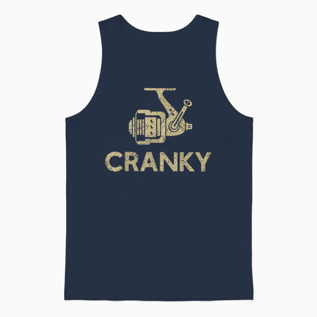 Crankbait Fishing Lure - Cranky Funny Gift Ideas for Fishing Unisex Tank Top in Navy