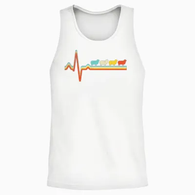 Sheep Retro Heartbeat Unisex Tank Top - White