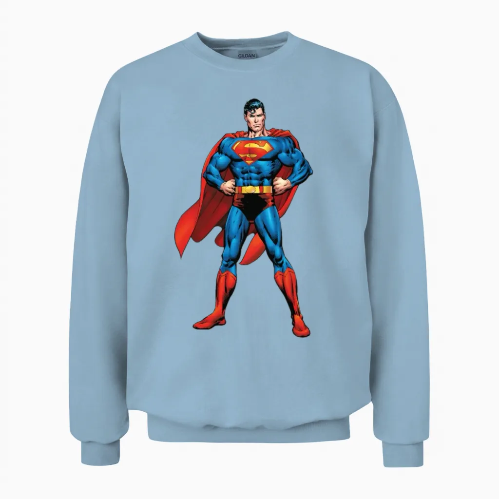 Superman Classic Pose Unisex Sweatshirt in Light Blue